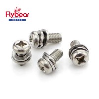 Auto fastener GB9074.4 Cross recessed pan head screws, plain and spring washers assemblies stainless steel 304 M3X6 hardware